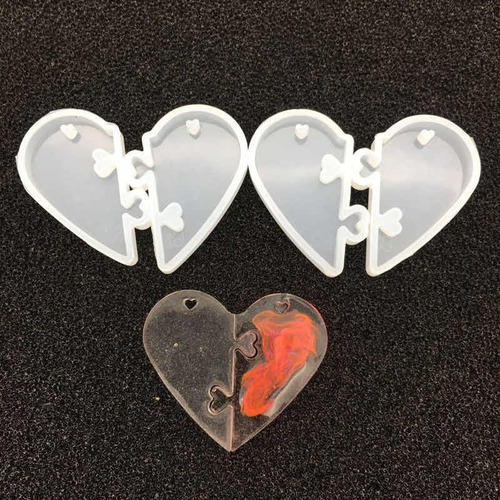 Imagen 2 de 2 de Silicona Molde Para Resina Medalla Corazón Mitades