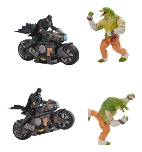 Boneco Batman E Crocodilo Pack De Batalha Com Batciclo