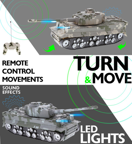 Mozlly Army Rc Tank Toy Con Luces Y Sonidos De Batalla - Tan Color Validar descripción