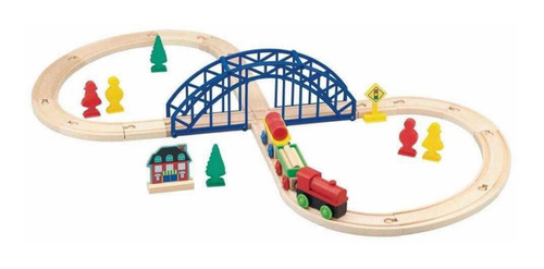 Tren De Madera, Juego Didáctico Playset De 35 Piezas