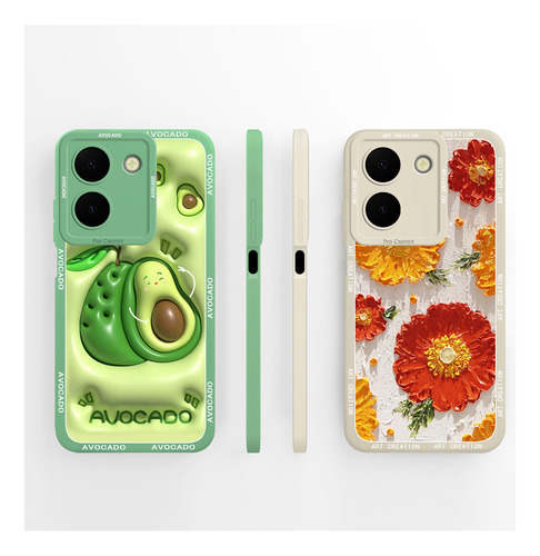 W Funda De Silicona Para Vivo Y36, 4 G, 5 G, Bonitas Flores