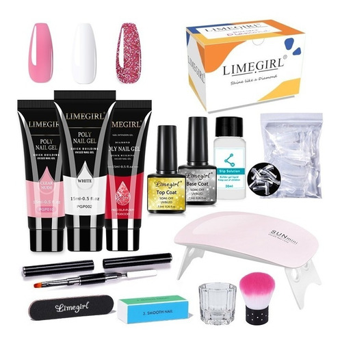 Kit Poligel De 14 Piezas Con Extensión De Uñas Con Lámpara L