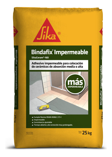 25kg Bindafix Impermeable Cemento Adhesivo En Polvo Sika !