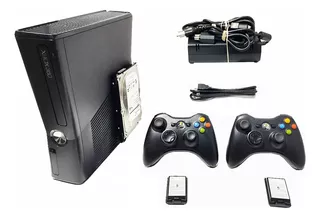 Xbox 360 Slim De 500gb + 510-juegos + 2 Controles Y Cables