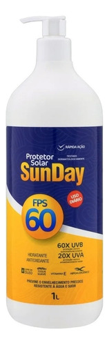 Protetor solar Sunday Protector Solar FPS 60 em creme 1 unidade de 1 L