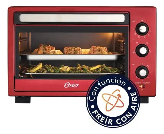 Horno Freidora Aire Oster 30l Hornear Asar Tostar Rojo