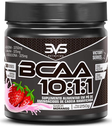 Bcaa Em Pó 10:1:1 Ultra Concentrando - 3vs Nutrition - 250g Sabor Morango