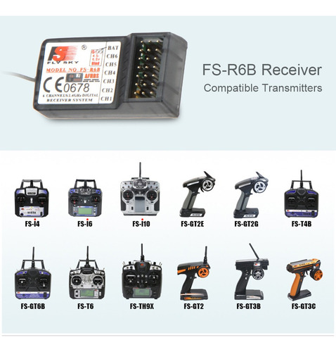 Original Flysky Fs -r6b 2.4ghz Receptor Para 6 Canales Para