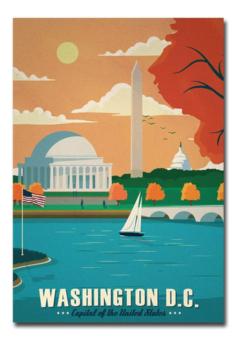 Washington Dc Travel Vintage Art - Iman Para Nevera  2.5 X 