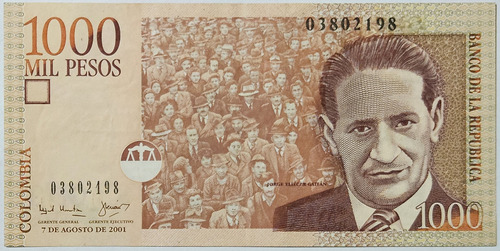 Billete 1000 Pesos 07/ago/2001 Colombia Xf