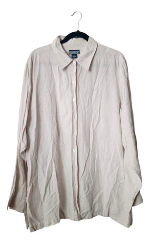 Camisa Lino Beige Para Dama Lands' End Talla 22