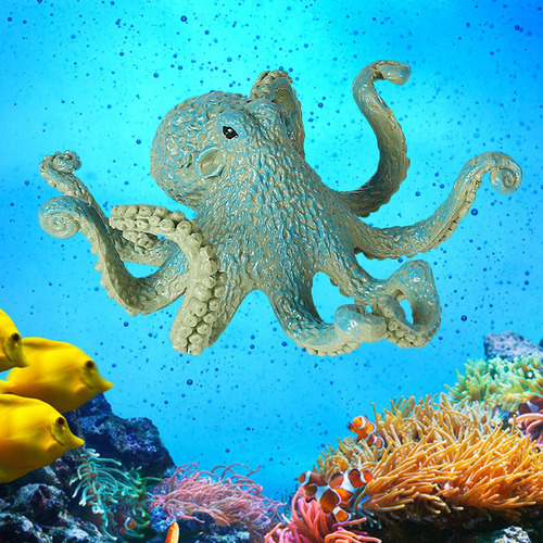 Nova Animal Model Figures Playset Plástico For Pulpo Azul B