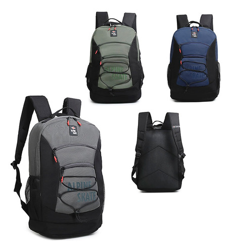 Mochila Alpine Skate Bolsillos Múltiples Y Tiras Acolchadas Color Verde Diseño De La Tela Lisa