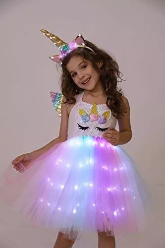 Viyorshop Disfraz de unicornio para niña, tutú de unicornio, regalos de  cumpleaños, luz LE Viyorshop Viyorshop