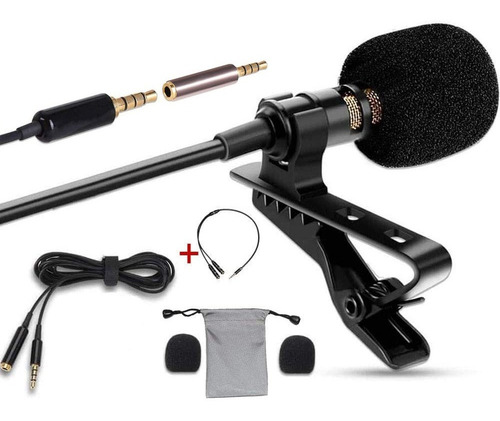 Microfono Solapa Clip Profesional Con Adaptador Mic Y Audio