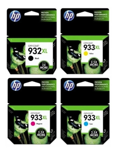 Cartucho Hp 932xl Negro + 933xl Colores Originales Pack 4u