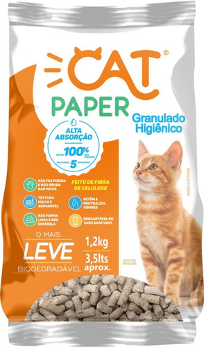 Granulado Higienico Cat Paper 3 Kg 10lts Nao Gruda Nas Patas