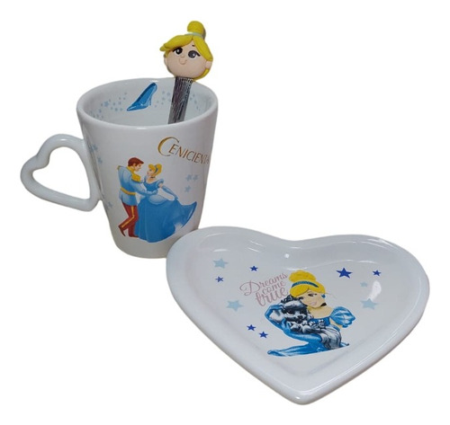 Set De Taza Con Plato Y Cuchara De La Cenicienta Y Príncipe