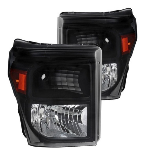 Ford Super Duty 2011 2016 Juego Faros Fondo Negro F250 F350 F450 F550 2012 2013 2014 2015 11 12 13 14 15 16