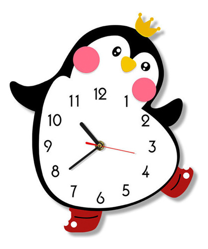 Lindo Reloj De Pared Con Dibujos Animados De Pingüinos, Movi