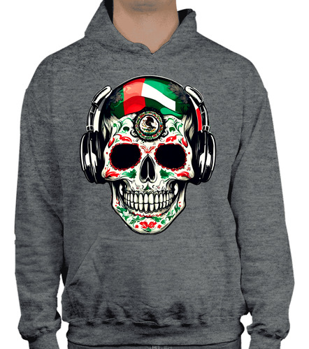 Sudadera Con Gorro Calavera - Audífonos Y Tricolor - Cráneo