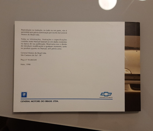 Manual Do Proprietario Gm Tigra 98 Novo Original Sem Preench