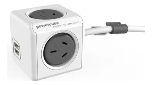 Prolongador Zapatilla Eléctrico Con Usb Power Cube De 1.5m Color Gris