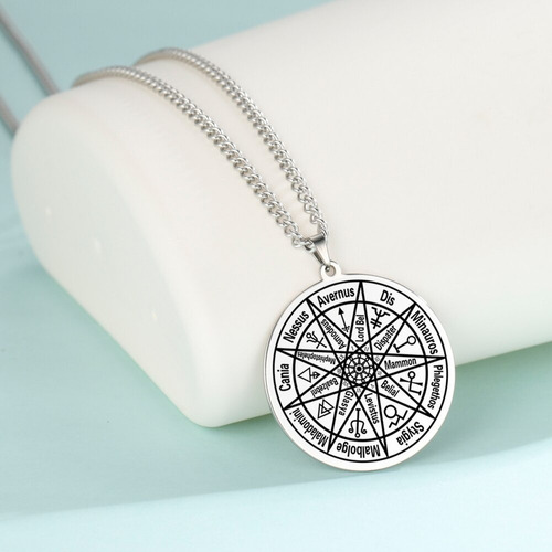 F Colar Pentagrama Wicca Símbolo Kabbalah Amuleto Inoxidável