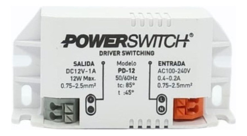 Driver Led C/gabinete Plastico 12v 12w Powerswitch