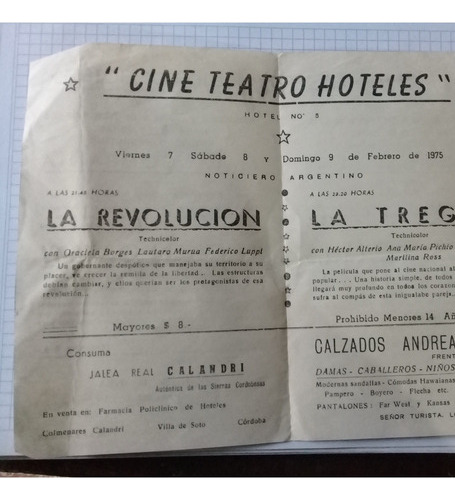 Antiguos Programas De Teatro 1952 Y De Cine De Los '70 (Usado)
