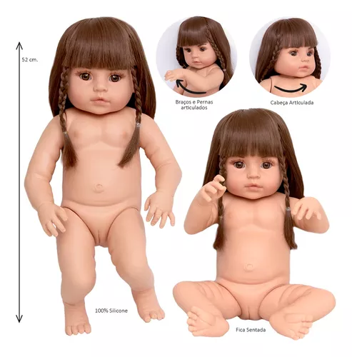 Boneca Bebê Tipo Reborn Grande Laura Loira Pode Dar Banho no Shoptime