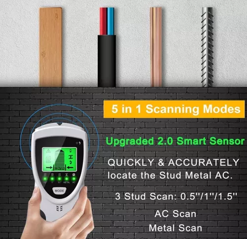 Detector de Materiales en Paredes. Multifuncional Encuentre Metales,  Madera, Cables, Tuberias. Pantalla LCD.