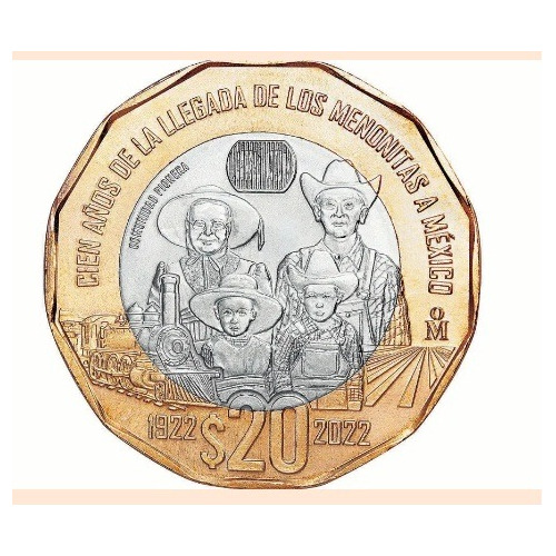 Moneda 20 Pesos 100 Años De La Llegada De Los Menonitas Cole