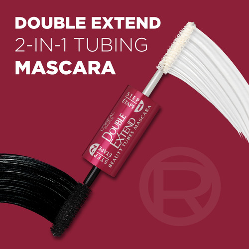 Mascara L'oreal Paris Con Doble Tubo Alargador, Color Negro