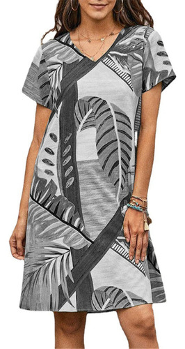 Vestido Suelto De Playa Para Mujer Con Estampado Abstracto