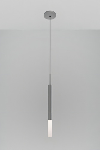 Luminária De Teto Pendente Tubo Difusor Quarto Sala Prata
