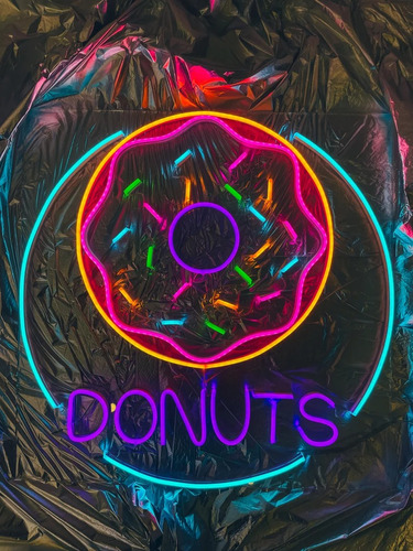 Letrero Led Neon Donas Donuts Circular Ancho 50cm Luminoso