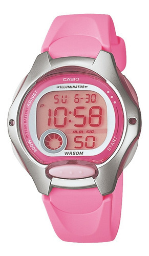 Reloj Mujer Casio Lw-200-4bvdf Core Ladies Color De La Correa Rosa Color Del Bisel Plateado Color Del Fondo Rosa