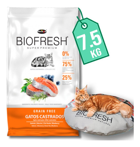 Alimento Biofresh Gato Adulto Castrados 7.5 Kg + Regalo 