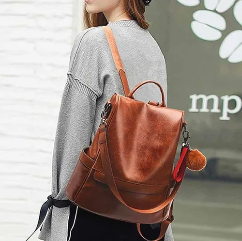 Mochila Mujer Moda Impermeable Antirrobo Bolsa Para Mujer MARRON CLARO PU  mochila, casual, mujer