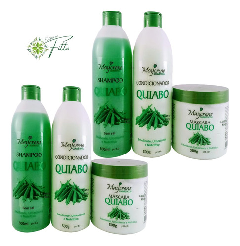 2 Kit Baba De Quiabo Shamp + Cond + Másc Naturiun Maycrene