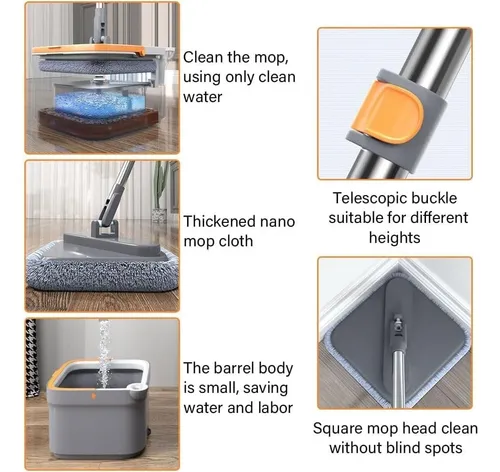 Spin Mop M16, 2024 Novo Esfregão Giratório Autolavável, Com 