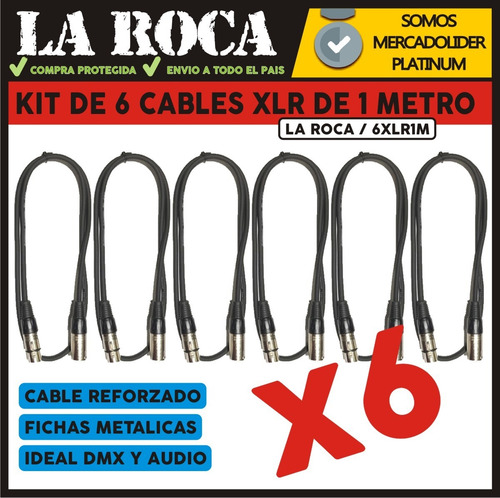 Imagen 3 de 10 de Kit De 6 Cable Xlr Dmx Canon Canon 1 Metro La Roca