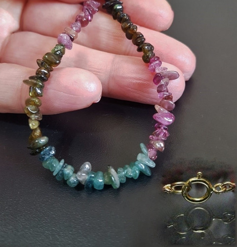 Imagem 2 de 7 de Pedras - Pulseira Turmalinas, Fecho De Ouro 18, Cód357p138