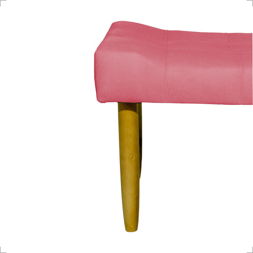 Puff Decorativo Retangular Requinte Pé Palito Suede Bege Cor Rosê