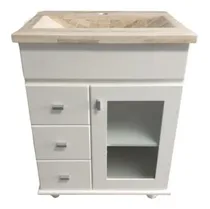 Comprar Vanitory Laqueado De 60 Cm Con Mesada De Mármol Travertino 