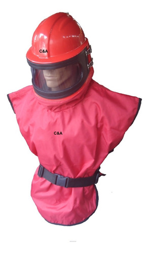 Casco Para Sandblasting Con Peto Delantal C & A . Red