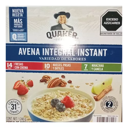 Avena Quaker® Instant variedad de sabores Manzana y canela