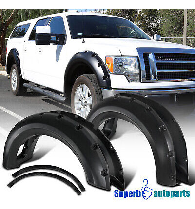 Fits 2009-2014 Ford F-150 4pc Smooth Paintable Pocket Rive