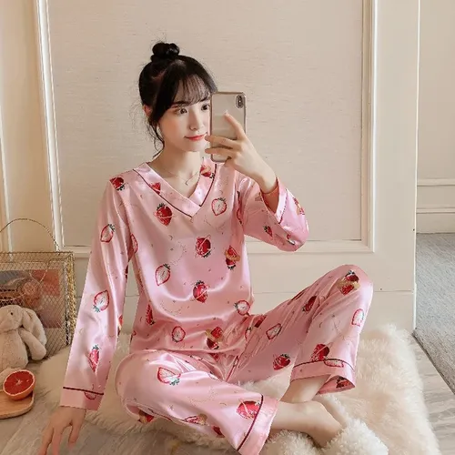 Pijama De Seda Para Mujer, Dibujos Animados, Ropa De Dormir